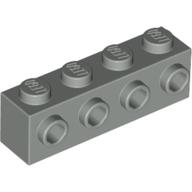 Lego kostka (kostička) 1x4 s nopy na jedné straně, světle šedá (4141467)